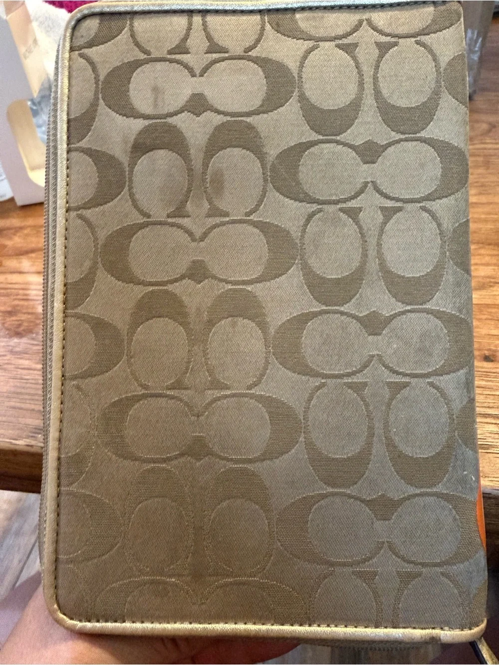 Vintage Coach Poppy Signature Daisy Tablet/iPad Case in khaki canvas